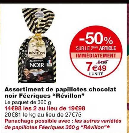 assortiment de papillotes chocolat noir féeriques "révillon"