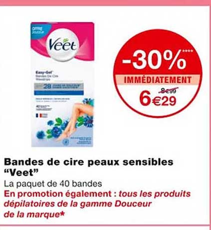 bandes de cire peaux sensibles "veet"