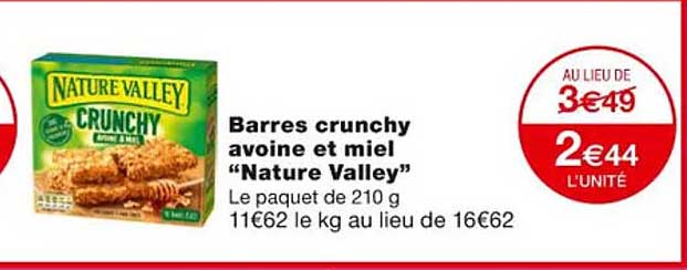 barres crunchy avoine et miel "nature valley"