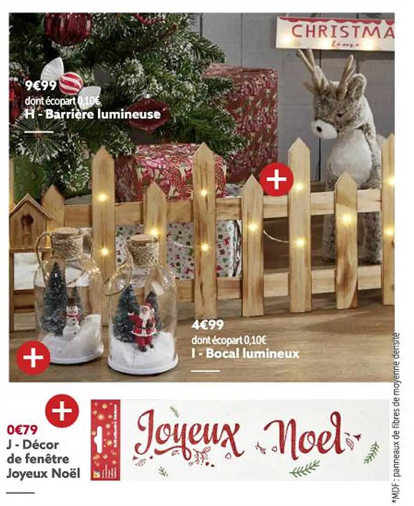 barrière lumineuse, bocal lumineux, décor de fenêtre joyeux noël