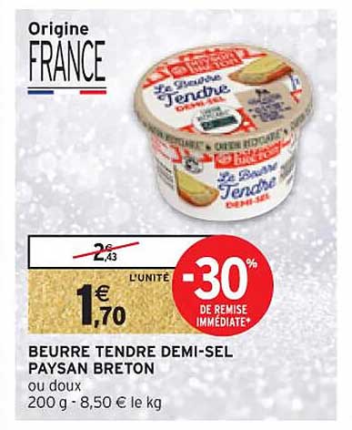 beurre tendre demi-sel paysan breton