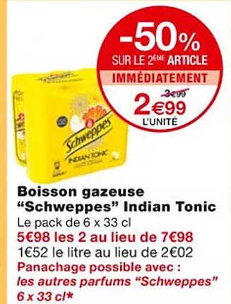 boisson gazeuse "schweppes" indian tonic