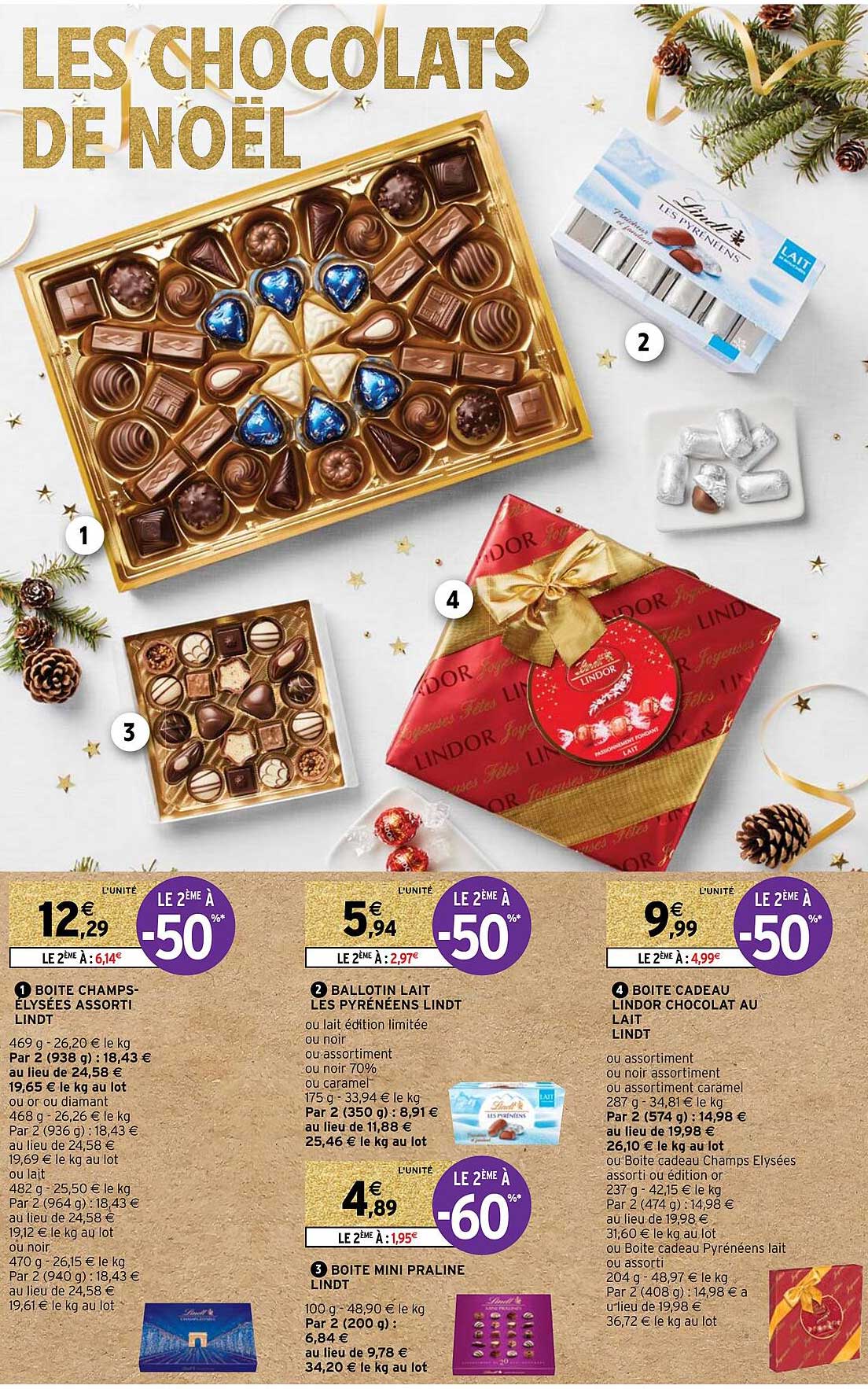 boîte champs-élysées assorti lindt, ballotin lait les pyrénéens lindt, boîte cadeau lindor chocolat au lait lindt, boîte mini praliné lindt