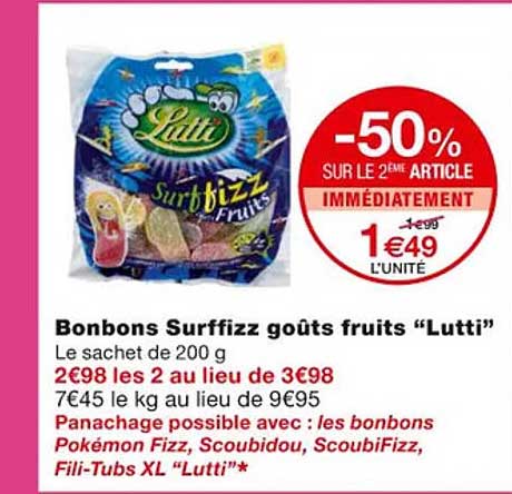 bonbons surffizz goûts fruits "lutti"