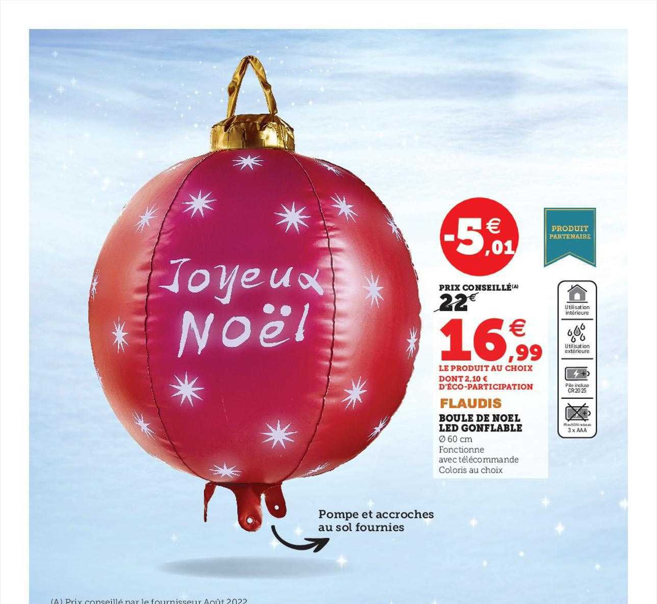 boule de noël led gonflable flaudis