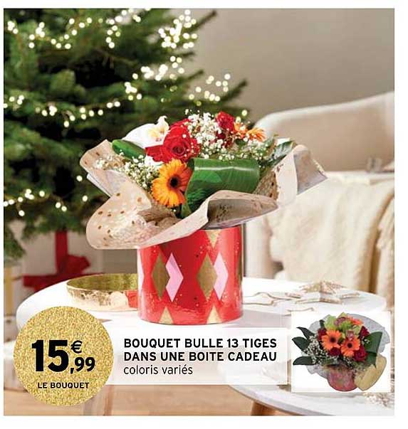 bouquet bulle 13 tiges dans une boîte cadeau