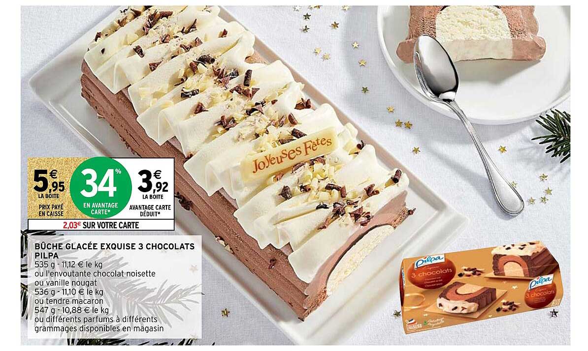 bûche glacée exquise 3 chocolats pilpa