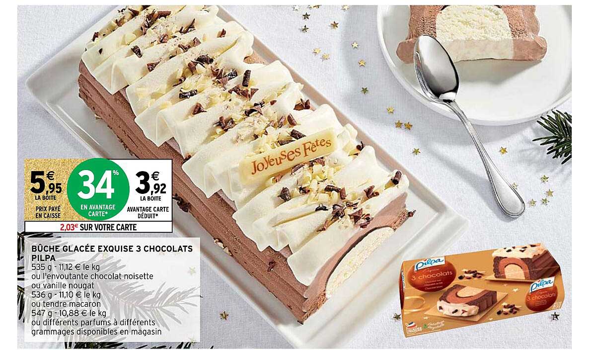 bûche glacée exquise 3 chocolats pilpa