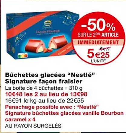 bûchettes glacées "nestlé" signature façon fraisier