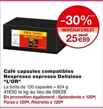 café capsules compatibles nespresso espresso delizioso "l'or"