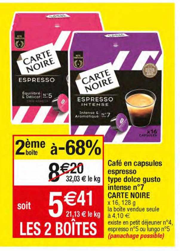 café en capsules espresso type dolce gusto intense n°7 carte noire