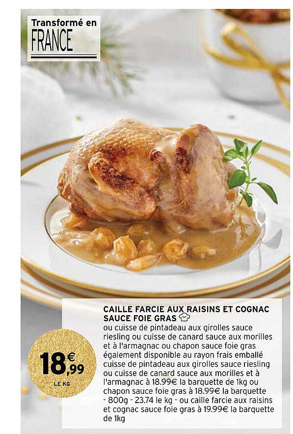 caille farcie aux raisins et cognac sauce foie gras