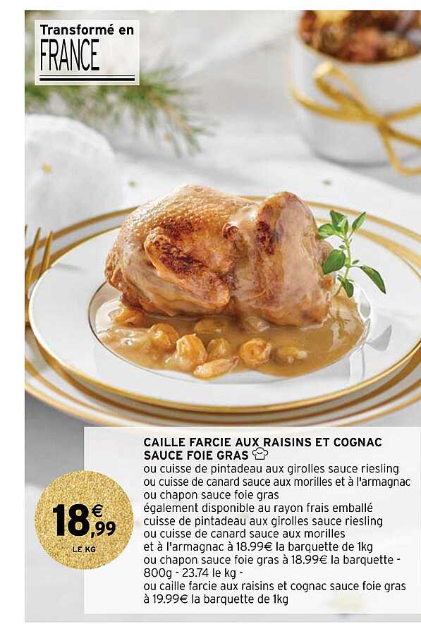 caille farcie aux raisins et cognac sauce foie gras