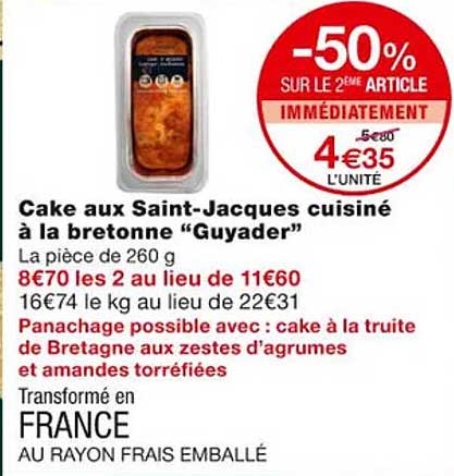 cake aux saint-jacques cuisiné à la bretonne "guyader"