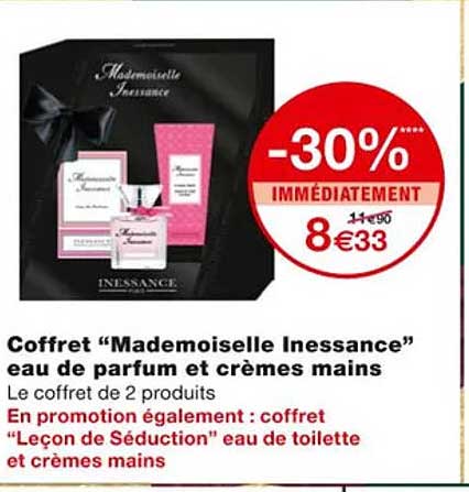 coffret "mademoiselle inessance" eau de parfum et crèmes mains