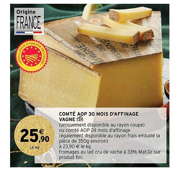 comté aop 30 mois d'affinage vagne