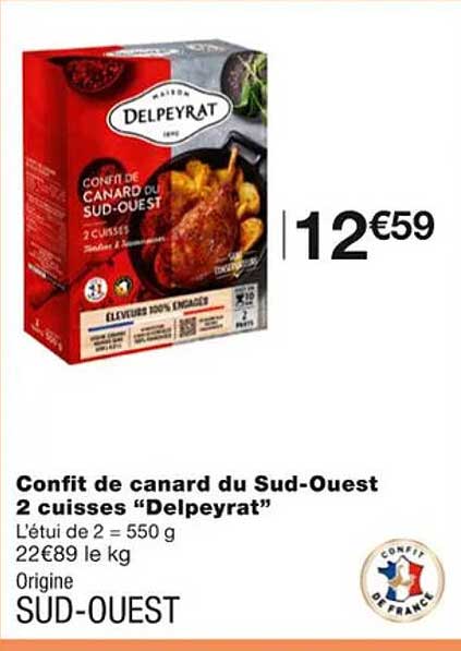 confit de canard du sud-ouest 2 cuisses "delpeyrat"