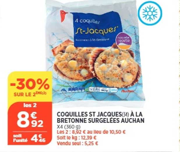 coquilles st jacques à la bretonne surgelées auchan