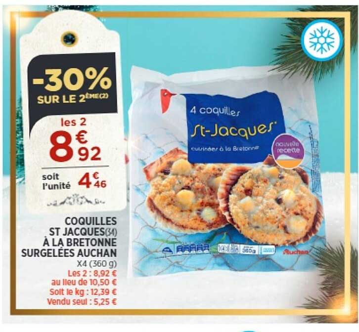 coquilles st jacques à la bretonne surgelées auchan