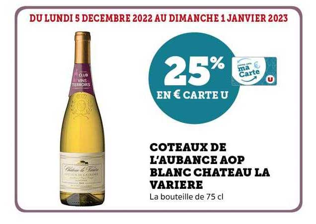 coteaux de l'aubance aop blanc château la varière