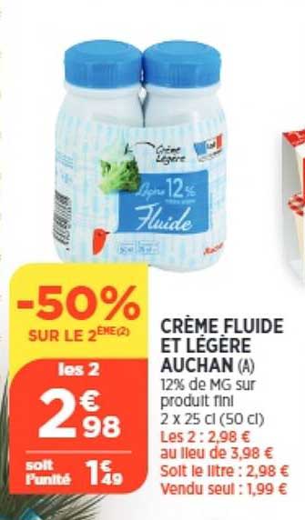 Crème Fluide Et Légère Auchan