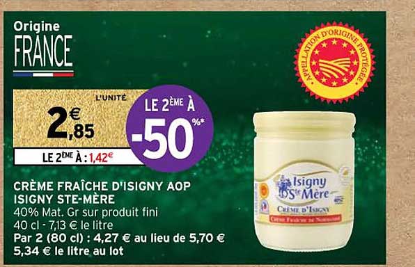 crème fraîche d'isigny aop isigny ste-mère