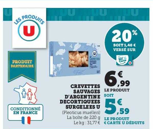 crevettes sauvages d'argentine décortiquées surgelées u