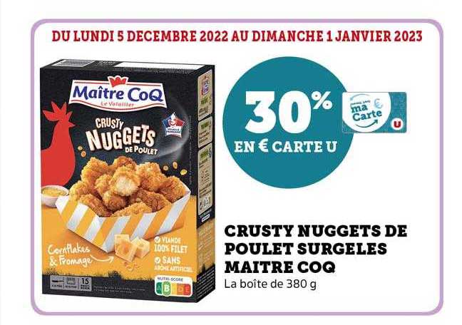 crusty nuggets de poulet surgelés maître coq