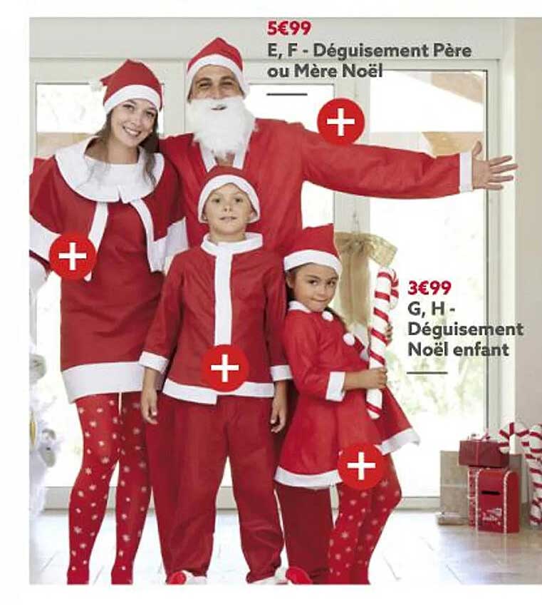 déguisement père ou mère noël, déguisement noël enfant