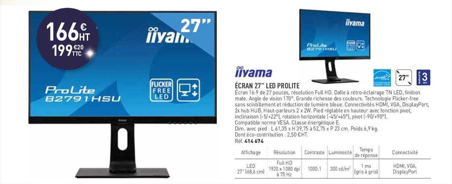 écran 27" led prolite iiyama
