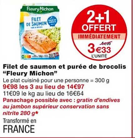 filet de saumon et purée de brocolis "fleury michon"
