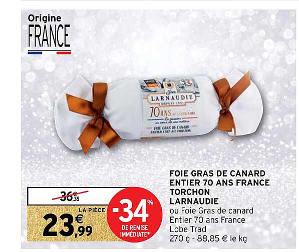 foie gras de canard entier 70 ans france torchon larnaudie