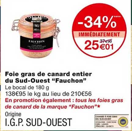 foie gras de canard entier du sud-ouest "fauchon"