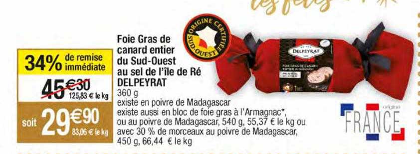 foie gras de canard entier du sud-ouest au sel de l'île de ré delpeyrat