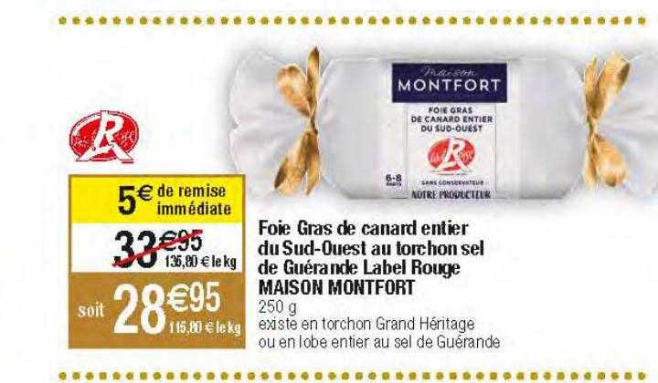 foie gras de canard entier du sud-ouest au torchon sel de guérande label rouge maison montfort