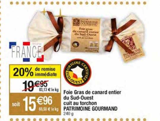 foie gras de canard entier du sud-ouest cuit au torchon patrimoine gourmand