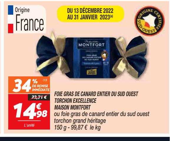 foie gras de canard entier du sud ouest torchon excellence maison monfort