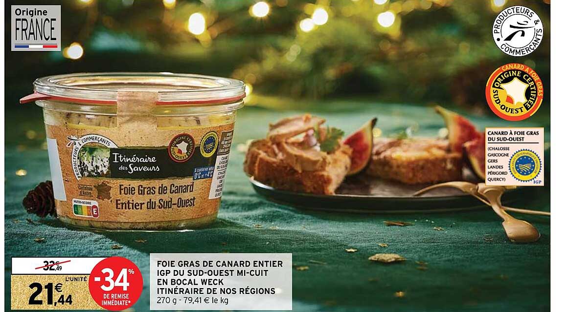 foie gras de canard entier igp du sud-ouest mi-cuit en bocal weck itinéraire de nos régions