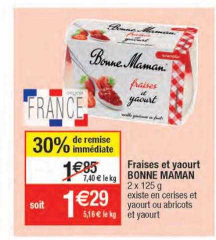 fraises et yaourt bonne maman