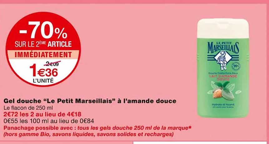 gel douche "le petit marseillais" à l'amande douce