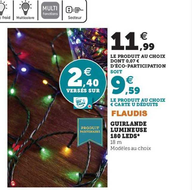 guirlande lumineuse 180 leds flaudis