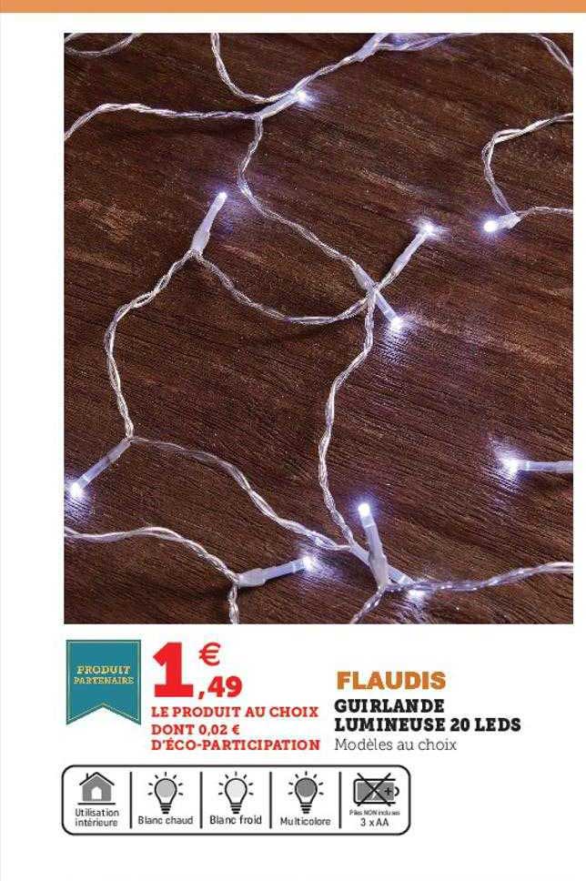 guirlande lumineuse 20 leds flaudis