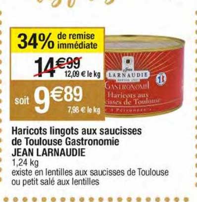 haricots lingots aux saucisses de toulouse gastronomie jean larnaudie