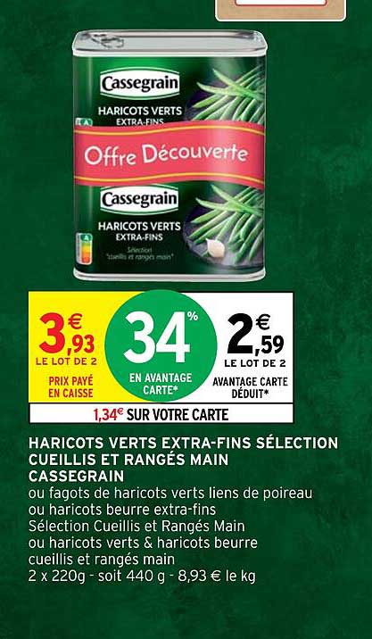 haricots verts extra-fins sélection cueillis et rangés main cassegrain