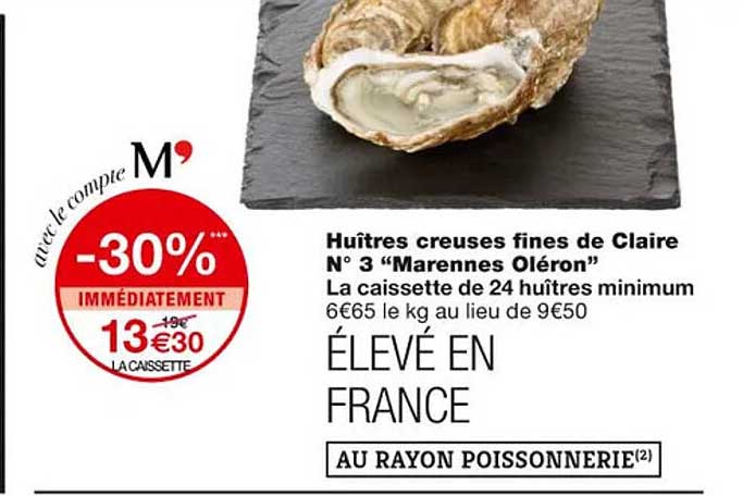 huîtres creusés fines de claire n°3 "marennes oléron"