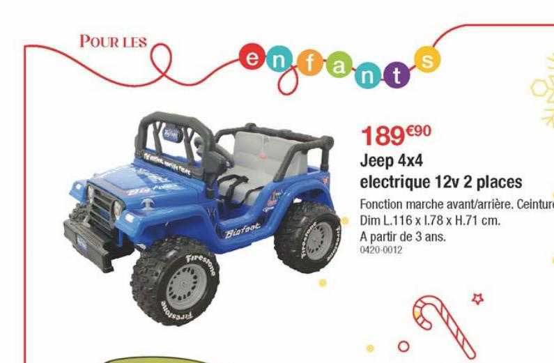 jeep 4x4 électrique 12v 2 places