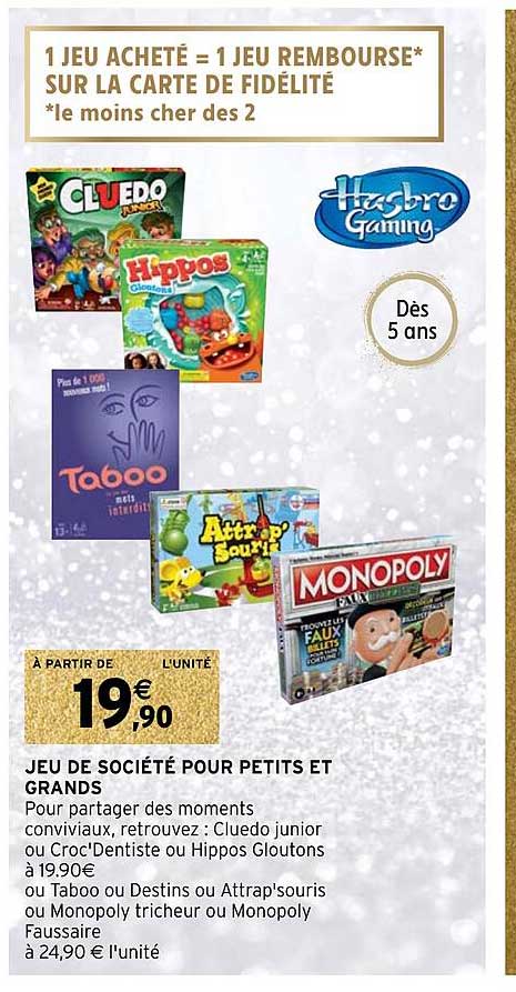 jeu de société pour petits et grands hasbro gaming