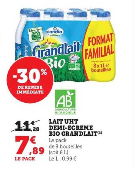 lait uht demi-écrémé bio grandlait