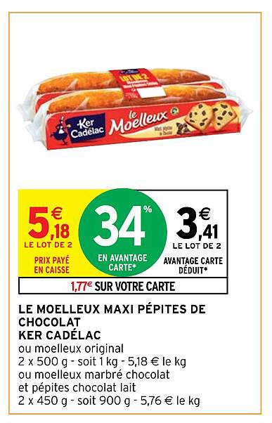 le moelleux maxi pépites de chocolat ker cadélac