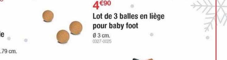 Lot De 3 Balles En Liège Pour Baby Foot